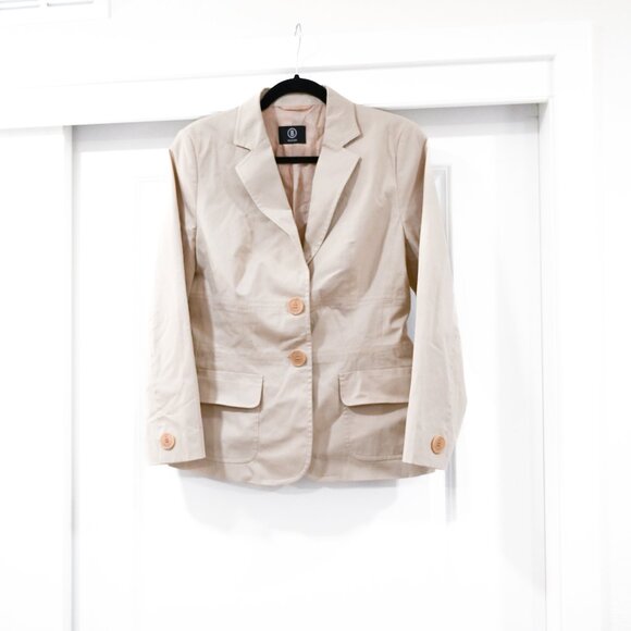 Bogner Size 10 Classic Tan Neutral Cotton Blazer - Picture 1 of 7